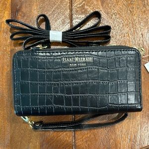 NWT Isaac Mizrahi Black Crossbody or Wristlet - Double compartment
